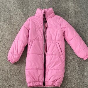 Alice + Olivia bubble gum Barbie pink midi tailored puffer jacket small